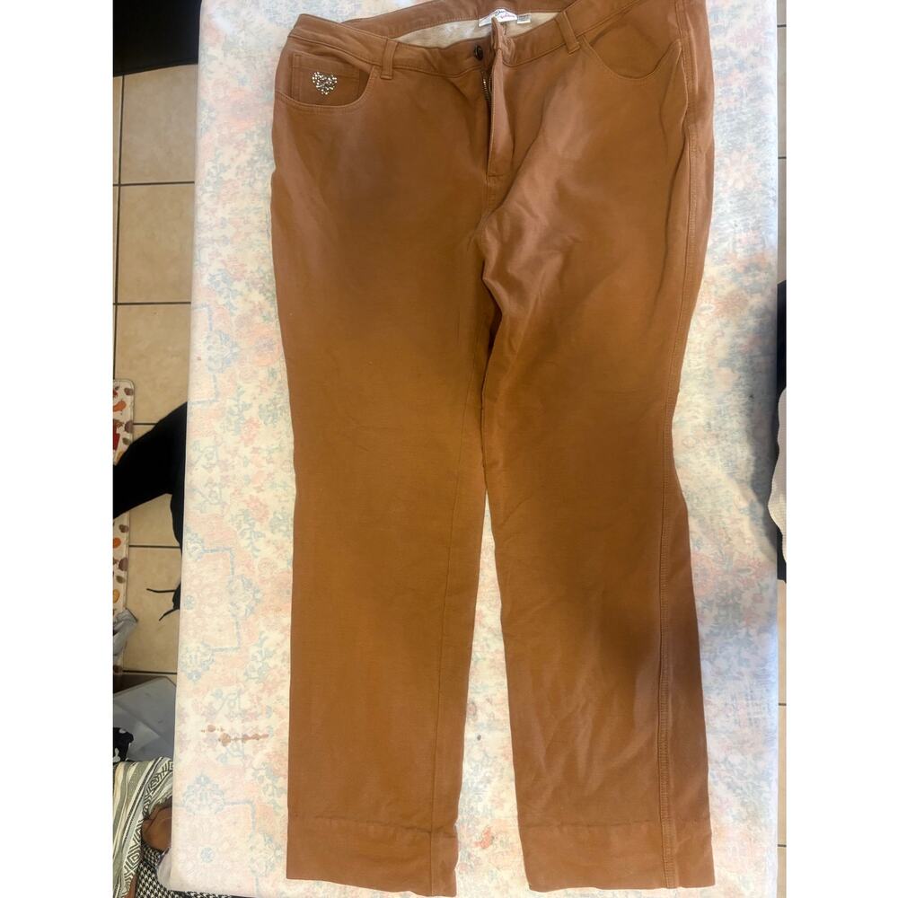 Quacker Factory Dream Jeans Plus Size Pants 20WT Brown Cream